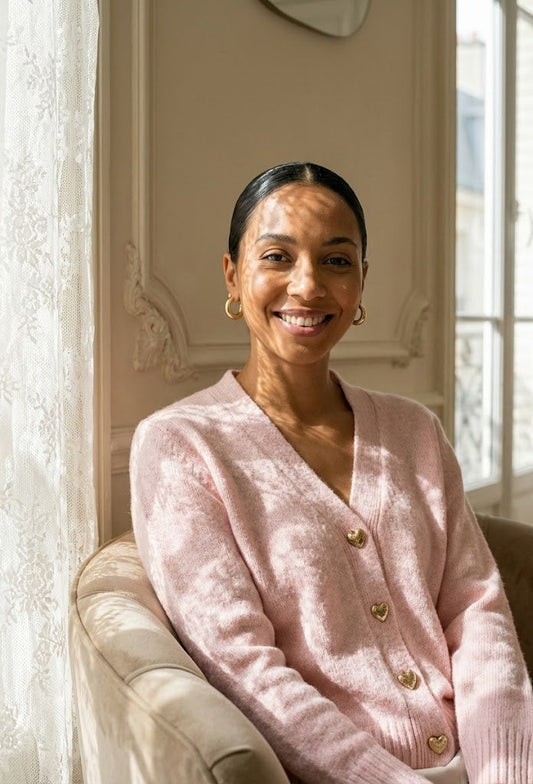 Cardigan boutonné en laine pour femme "Coeur d'Or"